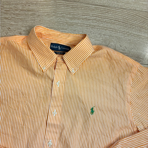 Ralph Lauren Men's Orange Striped Shirt - Picture 2 of 6